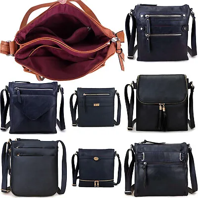 £15.94 • Buy Ladies Large Navy Blue Messenger Cross Body Bag Over Shoulder Satchel Handbag