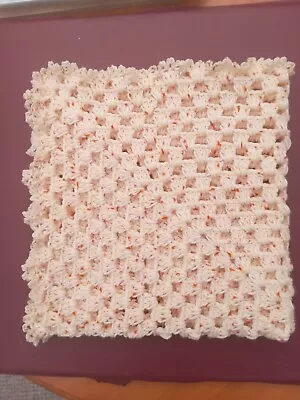 Handmade Crochet Baby Blanket  Cream With Multi Coloured Flecks.  • £8