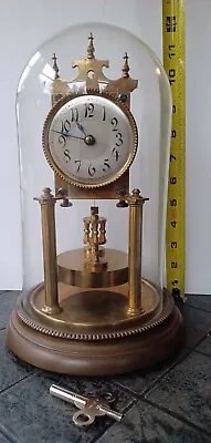 1909 Working German Kienzle Glass Dome Disc Pendulum Clock KEY Matching #'s NICE • $504.14