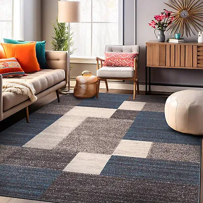 Rugshop Area Rugs Modern Boxes Design Non-Slip (Non-Skid) Carpets Rugs For Sale • $83.16
