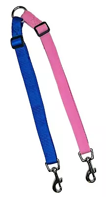 2 Dog Lead Pink Blue Coupler Splitter Adjusts Walk 2 Small Medium Dogs Together • £9.20