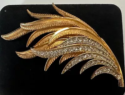 Signed CAPRI Gold Tone Clear Rhinestone Leaf Vintage Brooch Jewelry Lot V • $5.50