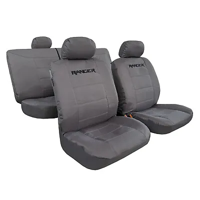 Canvas Seat Covers For Ford Ranger PX2 PX3 Front Rear Waterproof Grey Heavy Duty • $182.59
