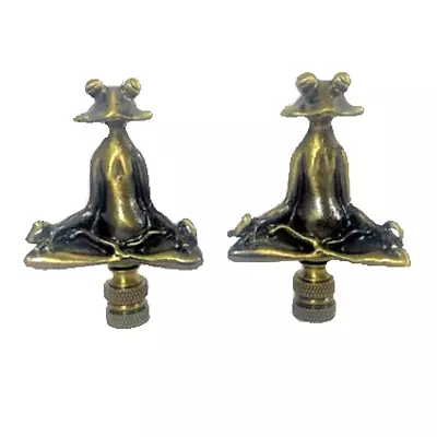 Lot Of 2...frog Meditating Lamp Shade Finial- Antique Brass Finish #108 • $25