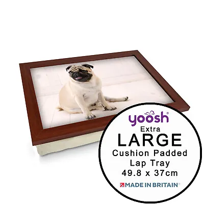 EXTRA LARGE Luxury Framed Laptop Tray Personalised Gift - Sitting Pug Dog • £28.95