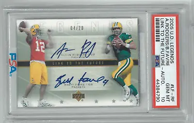 2005 UD Legends #LF-RF Rodgers / Favre Auto PSA 10 RC!!! Favre Jersey # 4/20!!! • $11000