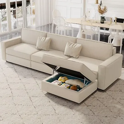 Guyii 4 Seats Modular Sectional Sofa For Living Room 3 Seaters With 1 Ottoman L • $860.93