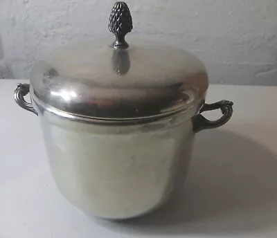 Vintage Silver Plated Ice Bucket With Acorn Lid And Ceramic Insert • $19.50