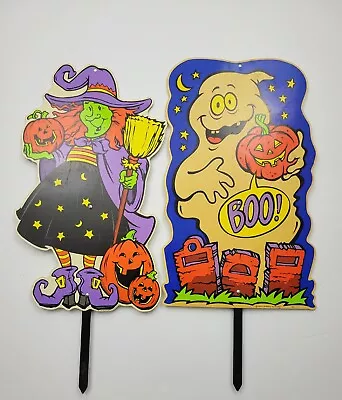Vintage 2001 Halloween Witch Ghost Yard Art Decorations 25 X 15 Spooky Pumpkin • $29.75
