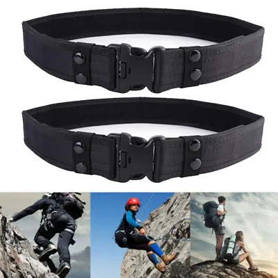 2pcs Tactical Military Nylon Belts Combat Belt Waistband Buckle Black Outdoor • $21.50