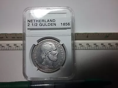 1856 Netherland 2 1/2 Gulden Silver Crown • $80