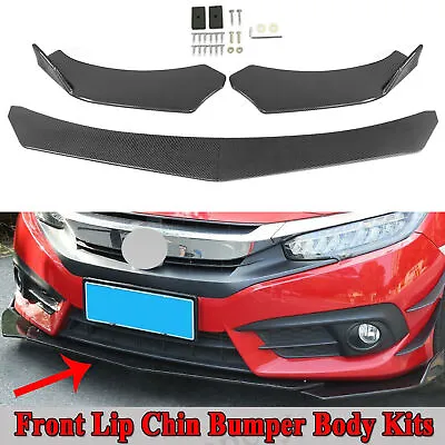 Universal Front Bumper Lip Body Kit Spoiler For GMC Honda Civic Carbon Fiber4pc. • $149.36