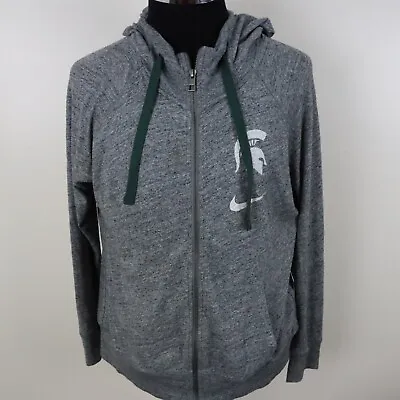 Michigan State Spartans Hoodie Mens Medium Nike Full Zip Sweatshirt Gray • $11.69