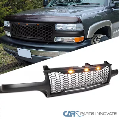 Fits 1999-2002 Chevy Silverado 1500 00-06 Tahoe Suburban Mesh Grille+LED Lamps • $75.95