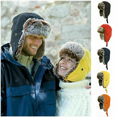 Real Rabbit Fur Russian Hat Ushanka Warmer Ski Snow Trapper Aviator Cap Casual • £5.99
