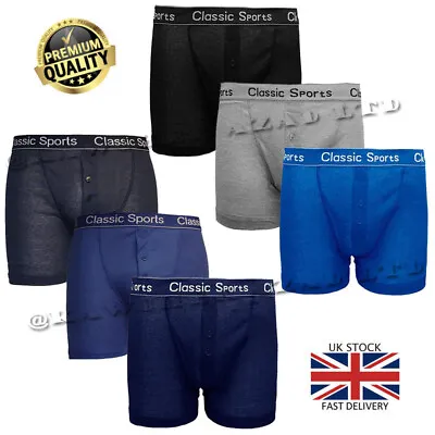 6x Classic Sports Men's Boxers Shorts Underwear Trunks Button Fly Cotton S-2XL • £12.99