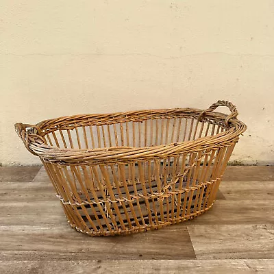 Basket Wicker Rattan Laundry Fruits House Vintage French Cute 16122323 • $199