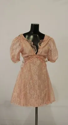 Miss Selfridge Lace Frilled Detail Cut Out Back Mini Dress LB3 Blush Size US 8 • $21.44