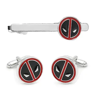 Marvel Deadpool Cufflinks & Tie Clip Gift Set Costume Jewellery For Shirt Party • $7.45