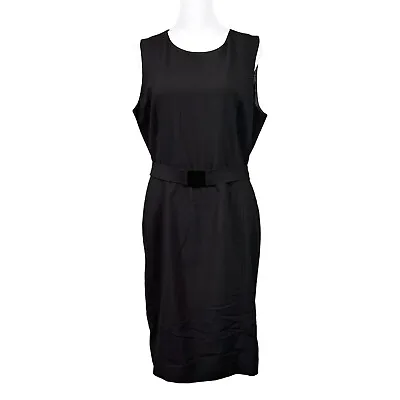 Vicky Tiel 10 Black Belted Slvless Dress Classic Minimalist Office To Cocktail • $29.97