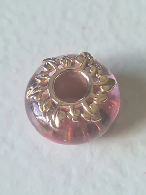 $40 • Buy Pandora Rose Gold Pink Murano Glass & Leaves Charm #788244