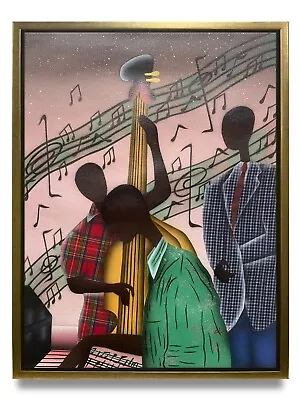 NY Art-Original Oil Painting Of Music Band On Canvas 12x16 Framed • $142