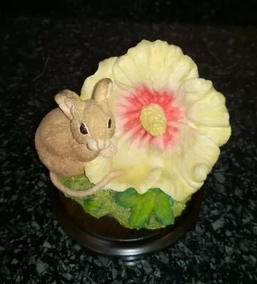 Country Artists Mouse With Hibiscus Flower  Figure Hand Painted Retired England • £24.99