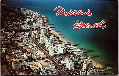 Miami Beach Florida Scenic Birds Eye View Oceanfront Beaches Chrome Postcard • $2.75