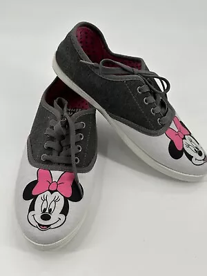 Disney Minnie Mouse Women's Tennis Shoes Sneakers Gray White Fabric 10M • $17.99