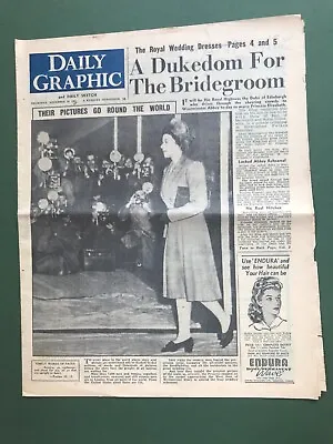 1947 Queen Elizabeth II Newspaper Princess Elizabeth Wedding Rehearsal  • £7