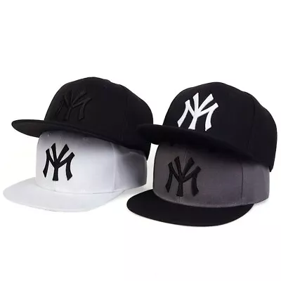 New York Baseball Cap Snapback Flat Peak Hip Hop Rap Classic Sport Dance NY Hat • £8.95