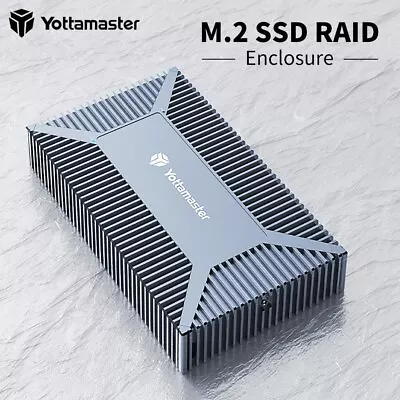 Yottamaster Dual Bay M.2 NGFF SATA Hard Drive Enclosure USB C 3.1 RAID 0/1/SPAN • £35.99