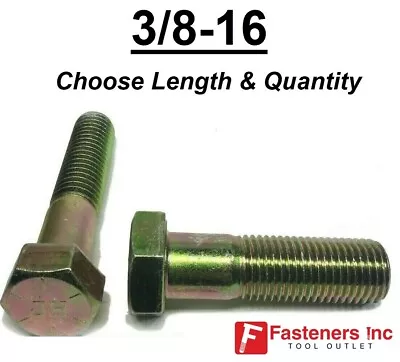 $12.69 • Buy 3/8-16 Grade 8 Hardened Hex Cap Screw Bolt Yellow Zinc (All Sizes & Qtys) 3/8 