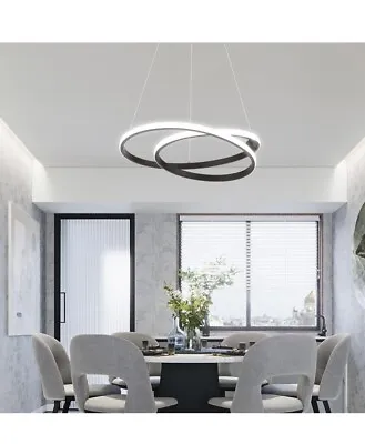 40W Modern LED  Chandelier 2 Rings Pendant Light Fixture For Dining Living Room • £75.99