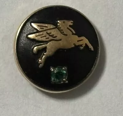 Mobil Oil Vintage Pegasus 10k Gold Emerald Stone Impressive 1/2” Wide Tie Tack • $49.99