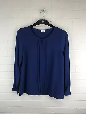 Damart Womens Blue Pleated Front Long Sleeve Blouse Size UK 14-16 #JG • £3.40