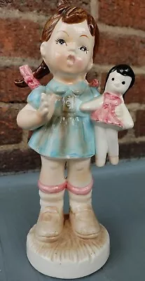 Girl With Doll  Figurine Vintage Collectible Ceramic 8.5  • $14.99