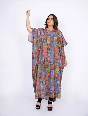 Caftan Cotton Maxi Kaftan Nighty Poncho Maternity Nursing Plus Size Kimono P4066 • $20