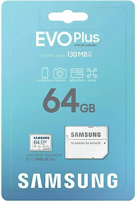 Samsung Evo Plus 64GB Micro SD Card MicroSDXC Class10 Phone Camera Memory 130MBs • $14.85
