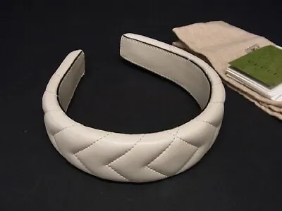 Authentic Gucci Vintage GG Marmont Headband Leather Ivory • $620