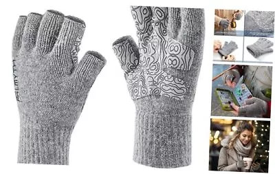  Wool Fishing Gloves Fingerless Warm For Men And Women Cold Weather S/M Gray • $32.88