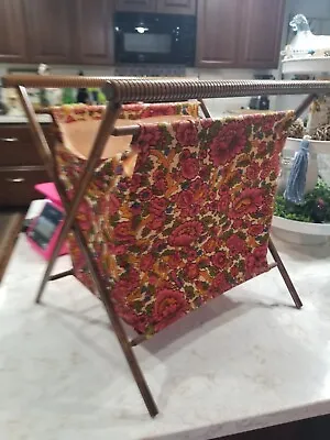 Vintage Floral Knitting Crochet Bag Collapsible Crafting 18  Tall  X 15.5  Long  • $29.99