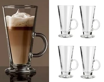 4 X Large Latte Coffee Glasses Cappuccino Lattes Tea Glass Cups Hot Drink Mugs • £14.89