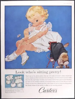 Vintage Magazine Ad 1958 Carters Baby Clothes Darling Baby Bunny Photographer • $4.95