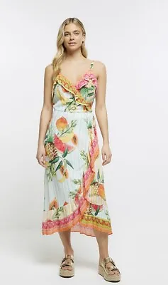 £9.99 • Buy RIVER ISLAND Size S Floral Wrap Beach Dress BNWT( Cost £39)