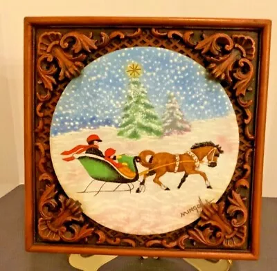 Dominic John Mingolla Plate W/Enamel On Copper “Dashing Thru Snow” W/box Frame • $9.50