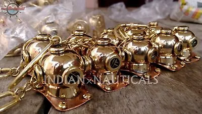 Lot Of 10 Key Ring Scuba Diving Mini Divers Helmet Solid Brass Dive Key Chain • $32.18