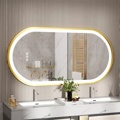 Wisfor Anti-fog Led Bathroom Mirror Shatterproof Dimmable Vanity Mirror Gold • $152.90