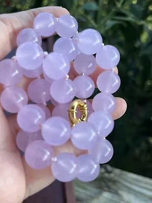 $19.90 • Buy Vintage Chinese Gold Tone Pink Jade 12mm Beads Hand Knotting Necklace 18” 80.3g