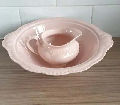 £25 • Buy 1920s J&G Meakin Rosa Sol Sunshine Pink Serving Bowl & Milk Creamer Jug 391413